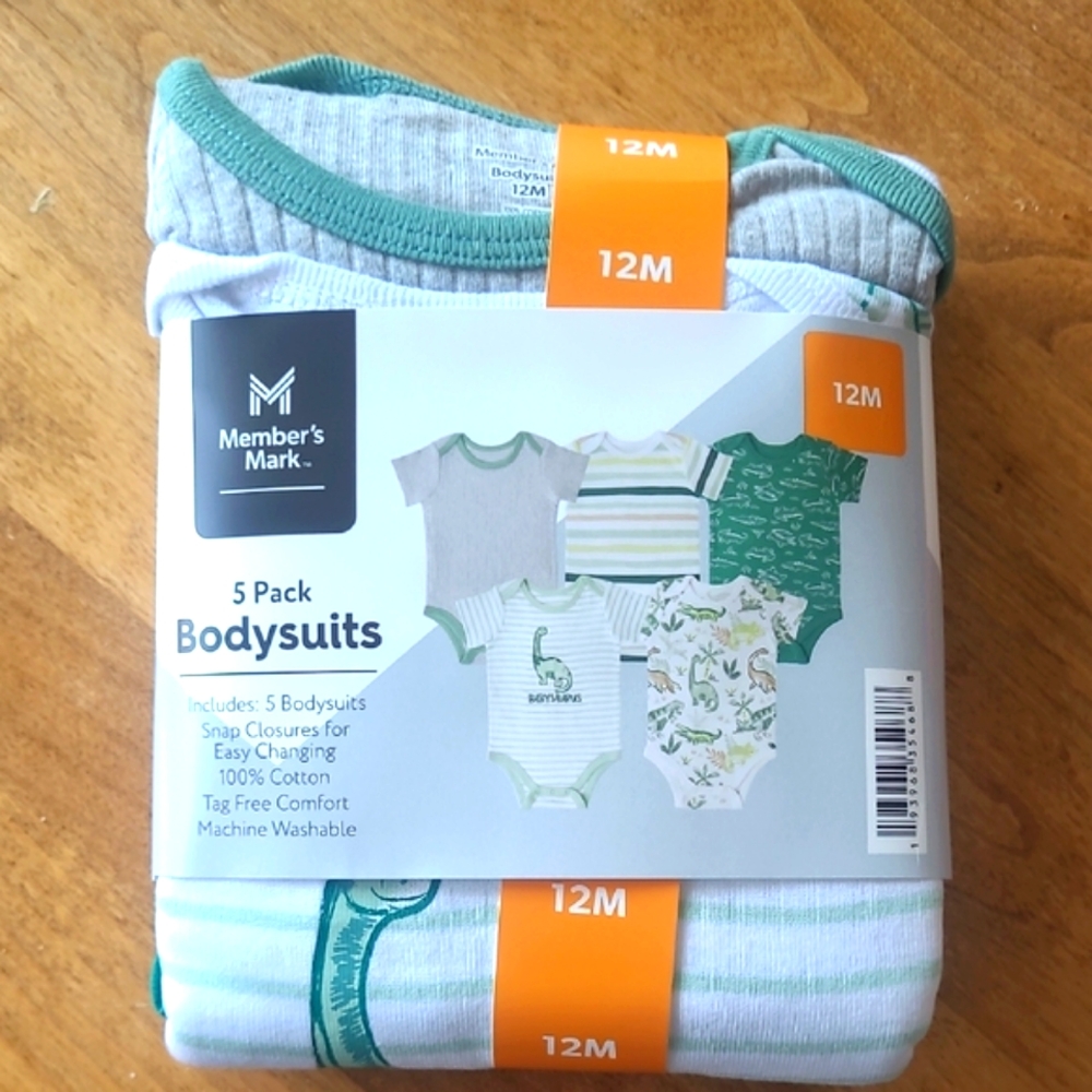 Member's Mark Baby Bodysuits 5 Pack 12 M